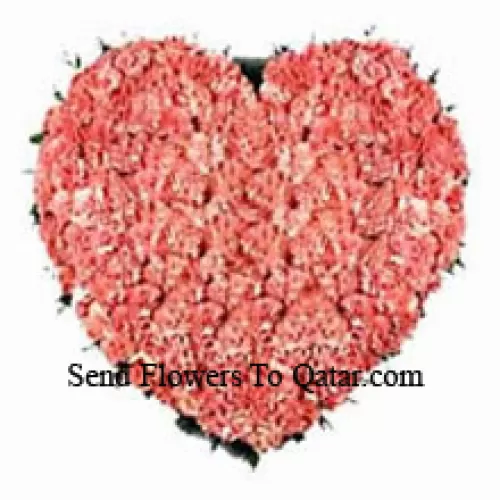 Heart Shaped Arrangement Of 100 Pink Carnations