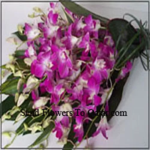 Bouquet d'orchidées avec des garnitures saisonnières